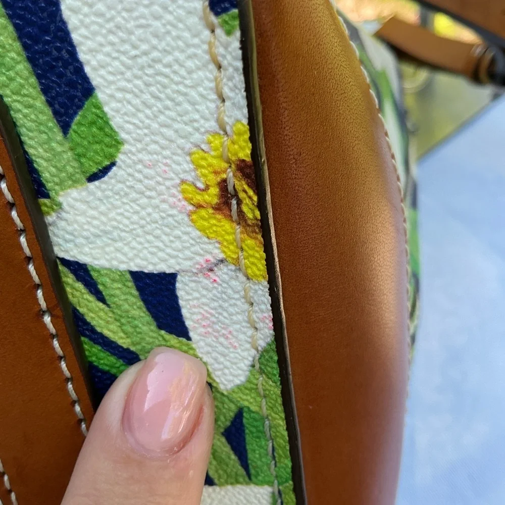 Dooney & Bourke Daffodil Navy Floral Drawstring Bucket Hobo Shoulder Bag Set NWT